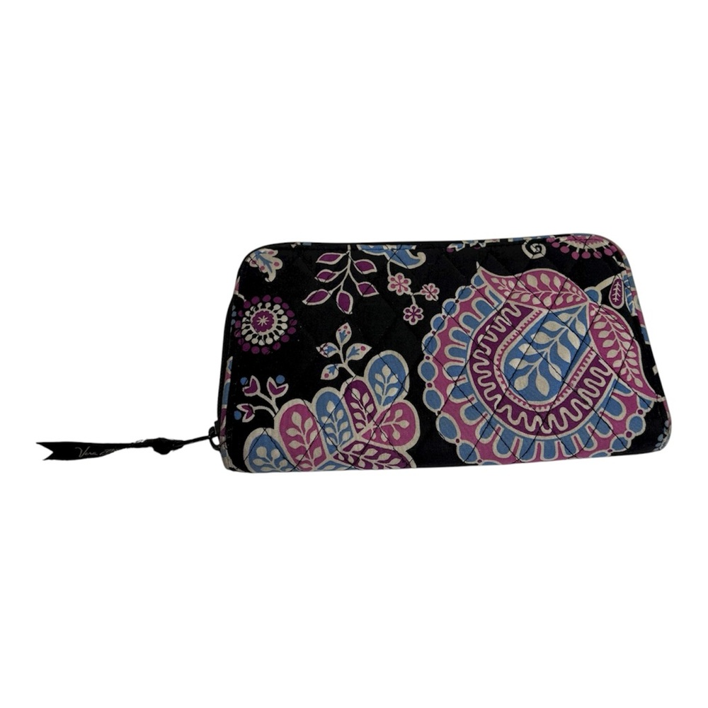 Vera Bradley Alpine Floral Black Zip Around Wallet